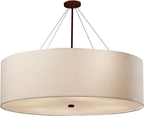 Justice Design FAB-9599-WHTE-DBRZ Textile Classic Dark Bronze 60" Drum Pendant Lighting Fixture