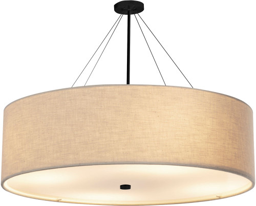 Justice Design FAB-9599-CREM-MBLK Textile Classic Matte Black 60" Drum Hanging Light