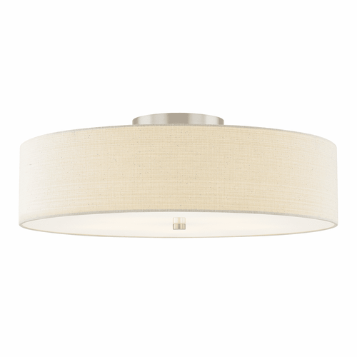 Justice Design FAB-9763-CREM Woven Fabric Classic EVOLV Modern Brushed Nickel 30" Ceiling Light