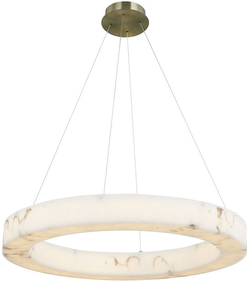 Justice Design FAL-8223-BRSS Woven Fabric Classic EVOLV Modern Brushed Brass LED 32" Drop Ceiling Light Fixture