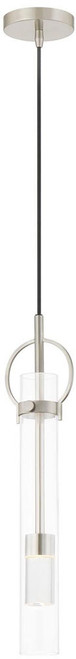 Justice Design FSN-4121-CLER-NCKL Textile Chloe Modern Brushed Nickel LED Mini Hanging Lamp