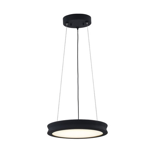 Justice Design FSN-4192-OPAL-MBTX Fusion Bevel Modern Matte Black - Textured LED 16" Hanging Pendant Light
