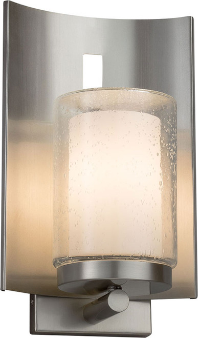 Justice Design FSN-7591W-10-OPAL-NCKL Fusion Embark Modern Brushed Nickel Exterior Lighting Wall Sconce