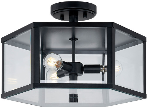 Justice Design FSN-7679W-CLER-MBLK Faux Alabaster Resin Medley EVOLV Contemporary Matte Black Outdoor Overhead Light Fixture