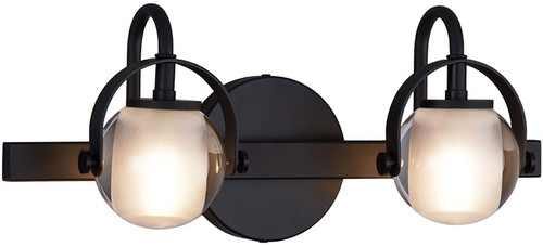 Justice Design FSN-8062-CLOP-MBLK Fusion Conduit Modern Matte Black LED 2-Light Bathroom Vanity Lighting