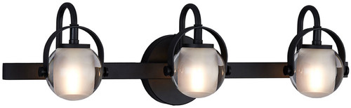 Justice Design FSN-8063-CLOP-MBLK Fusion Conduit Modern Matte Black LED 3-Light Bathroom Lighting Fixture