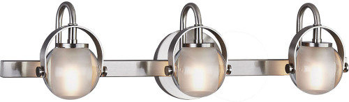 Justice Design FSN-8063-CLOP-NCKL Fusion Conduit Modern Brushed Nickel LED 3-Light Bathroom Vanity Light Fixture