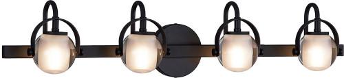 Justice Design FSN-8064-CLOP-MBLK Fusion Conduit Modern Matte Black LED 4-Light Bathroom Vanity Light Fixture