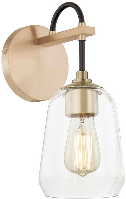 Justice Design FSN-8101-CLER-MBBR Fusion Arcwell Modern Matte Black w/ Brass Accents Wall Lighting