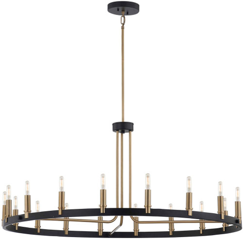 Justice Design NSH-8045-MBBR Clayton Modern Matte Black w/ Brass Accents Chandelier Light