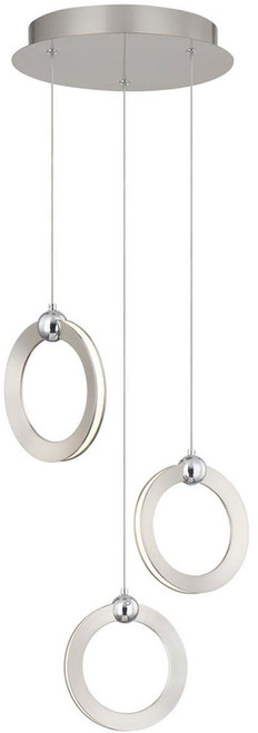 Justice Design NSH-8123-NCCR Hermosa Contemporary Brushed Nickel w/ Chrome Accents LED Multi Drop Lighting Fixture