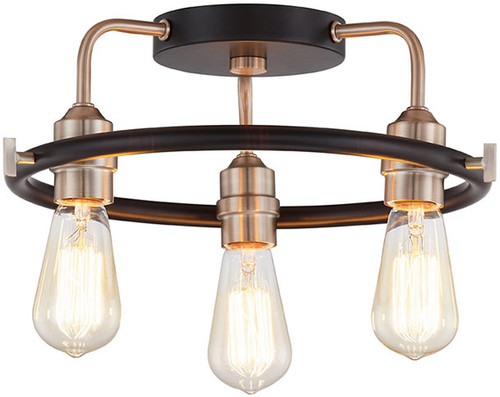 Justice Design NSH-4310-MBBR Volta Contemporary Matte Black w/ Brass Accent Flush Lighting