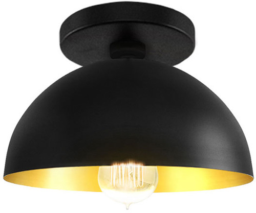 Justice Design NSH-9849-CBGD Artisan Glass Ravelle EVOLV Contemporary Carbon Matte Black with Champagne Gold interior Ceiling Light Fixture