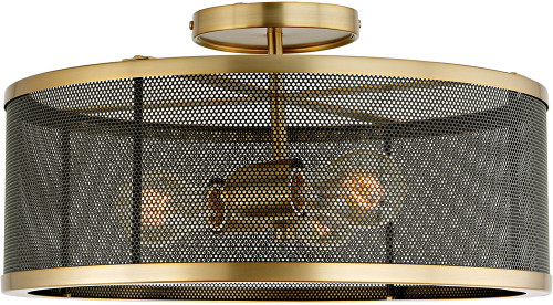 JVI Designs 3071-10 Wellington Satin Brass and Black 16" Ceiling Light Fixture