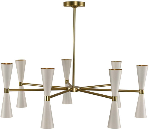 Kalco 310471WVB Milo Contemporary White and Vintage Brass LED Hanging Chandelier