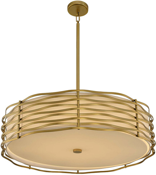 Kalco 312754VBR Paloma Modern Vintage Brass LED Drum Pendant Light Fixture