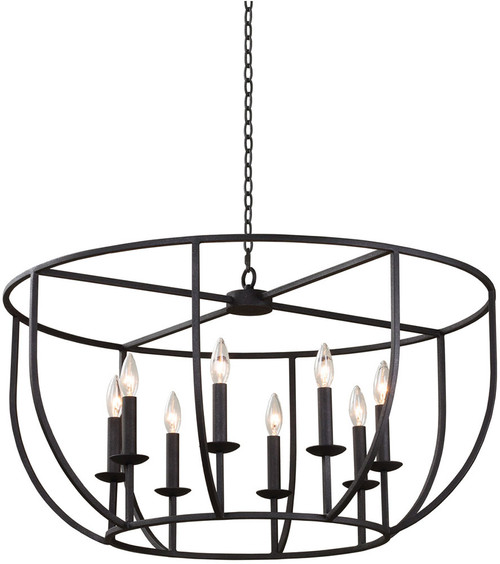 Kalco 508052BI Newhall Black Iron Chandelier Light