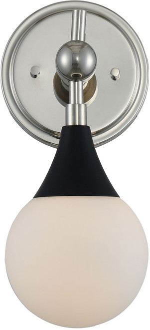 Kalco 508531BPN Bogart Contemporary Matte Black w Polished Nickel Wall Light Sconce