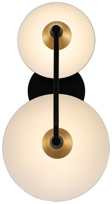 Kalco 513622BWB Redding Contemporary Matte Black w/ White and Brass Accent LED 2-Light Bathroom Wall Light Fixture