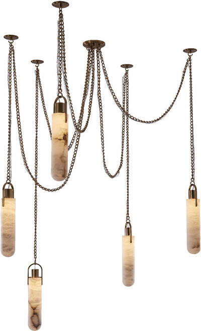 Kalco 519275WB Flint Contemporary Winter Brass LED Multi Hanging Pendant Light
