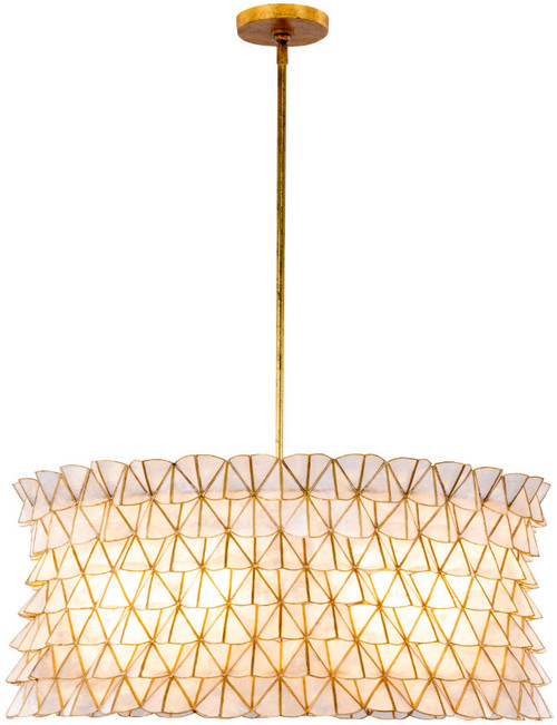 Kalco 520056OL Flair Modern Oxidized Gold Leaf 29.5" Drum Ceiling Pendant Light