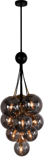 Kanova & Company KCH0134-10 Farnese Modern Matte Black & Warm Brass Drop Ceiling Light Fixture