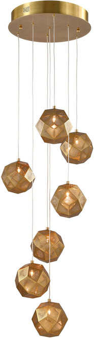 Kanova & Company KCH3103-7 Zara Contemporary Burnished Brass Multi Lighting Pendant