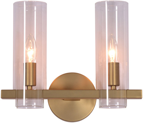 Kanova & Company KWS0133-2MBR Colonna Modern Warm Brass 2-Light Bathroom Lighting Sconce