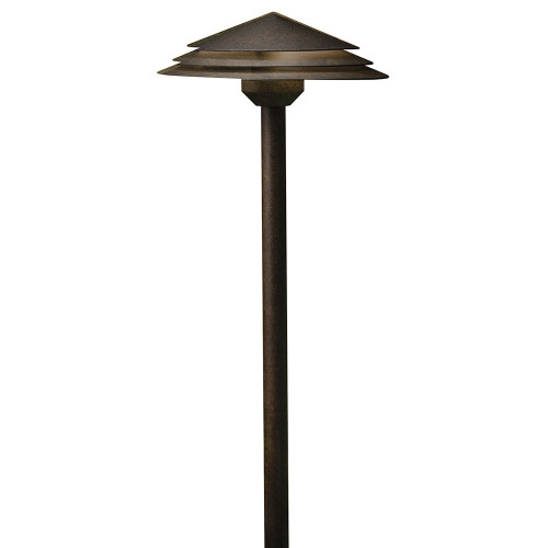 Kichler 16124AGZ27 Round Tiered Contemporary Aged Bronze LED Line Voltage Exterior 2700k Path Light