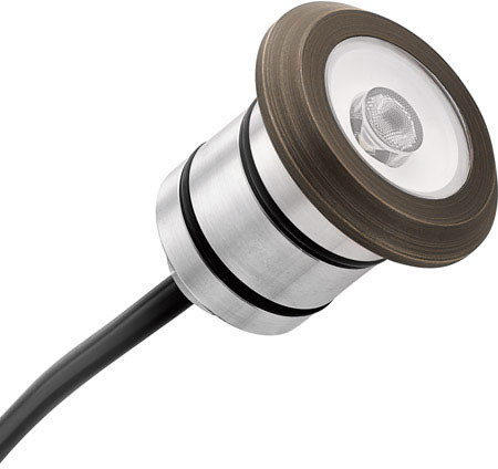 Kichler 16140CBR Landscape LED Contemporary Centennial Brass LED Line Voltage Exterior Landscape Lighting Design 12V 2700K 100 Lumen LED Mini All-Purpose Recessed Light