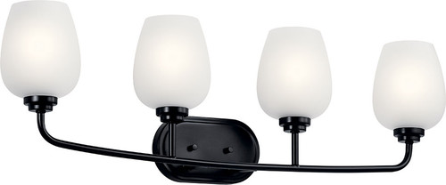 Kichler 45130BK Valserrano Modern Black 4-Light Bath Light Fixture
