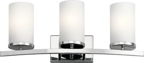 Kichler 45497CH Crosby Modern Chrome 3-Light Bathroom Vanity Light Fixture