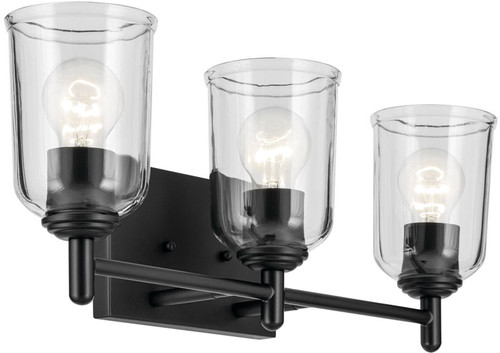 Kichler 45574BKCLR Shailene Modern Black 3-Light Bathroom Wall Sconce
