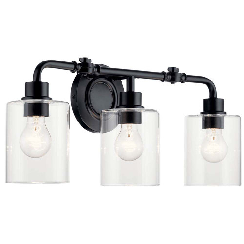Kichler 45666BK Gunnison Black 3-Light Bathroom Vanity Light