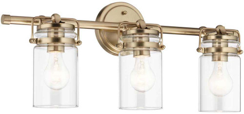 Kichler 45689CPZ Brinley Champagne Bronze 3-Light Bathroom Light Sconce