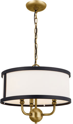 Kichler 52465NBR Heddle Modern Natural Brass Drum Pendant Hanging Light