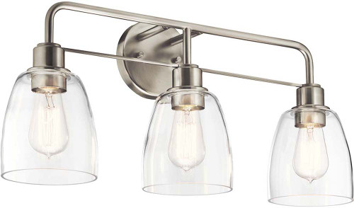 Kichler 55102NI Meller Nickel Textured 3-Light Bathroom Lighting Fixture