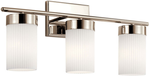 Kichler 55112PN Ciona Polished Nickel 3-Light Bathroom Light Fixture