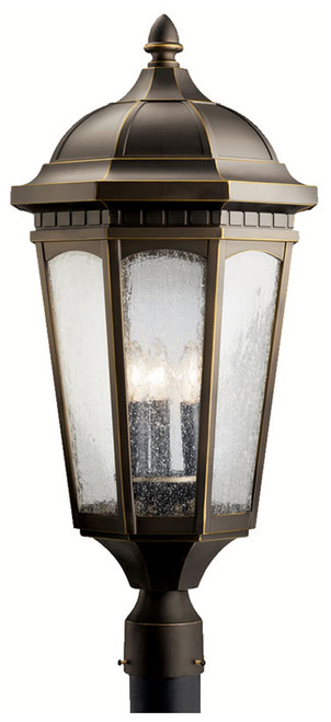 Kichler 9533RZ Courtyard Large 3 Light Traditional Bronze Post Lamp