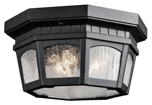 Kichler 9538BKT Courtyard Flush Mount Textured Black 12 Inch Diameter Overhead Lighting