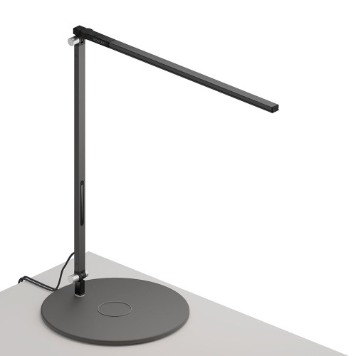 Koncept AR1000-MBK-QCB Z-Bar Solo Contemporary Metallic Black LED Wireless Charging Qi Base Reading Lamp