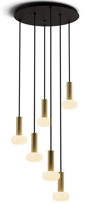 Koncept CMP-C6-S-06-BRS+NA+GLB Combi Modern Brass LED 6-Light Multi Hanging Pendant Lighting
