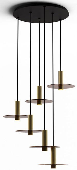 Koncept CMP-C6-S-06-BRS+GTEA9 Combi Modern Brass LED 6-Light Multi Pendant Lamp