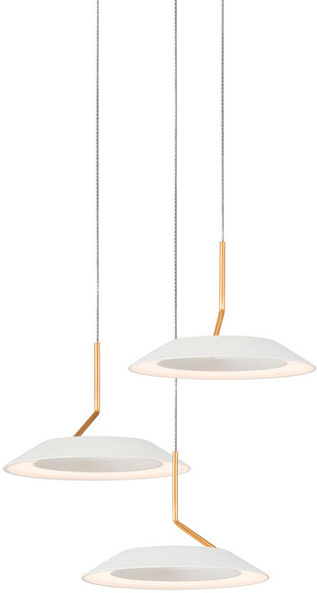Koncept RYP-C3-SW-MWG Royyo Contemporary Matte White With Gold LED Multi Ceiling Pendant Light