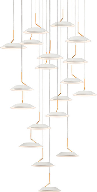 Koncept RYP-C19-SW-MWG Royyo Contemporary Matte White With Gold LED Multi Hanging Light Fixture