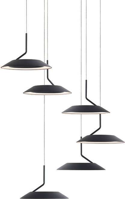 Koncept RYP-C6-SW-MTB Royyo Modern Matte Black LED Multi Hanging Light Fixture