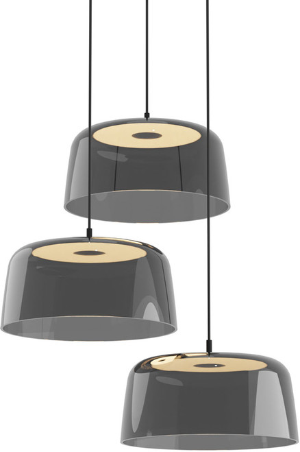 Koncept YUP-C3-SW-MTB+SDGY Yurei Contemporary Matte Black LED Multi Pendant Lighting