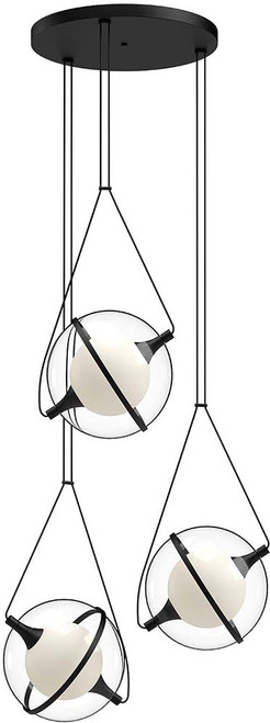 Kuzco CH76728-BK Aries Contemporary Black LED 28" Multi Lighting Pendant
