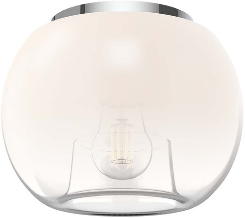 Kuzco FM57508-CH/OP Samar Contemporary Chrome/Opal Glass Flush Mount Light Fixture