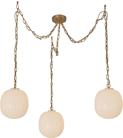 Alora Mood MP579712BGGR Cherise Modern Brushed Gold / Glossy Ribbed Opal Glass Multi Ceiling Light Pendant